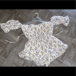 Off-shoulder floral romper